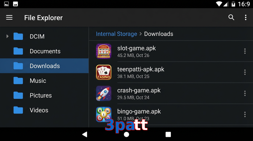 Main screen of 3Patt gameapk page for PK players